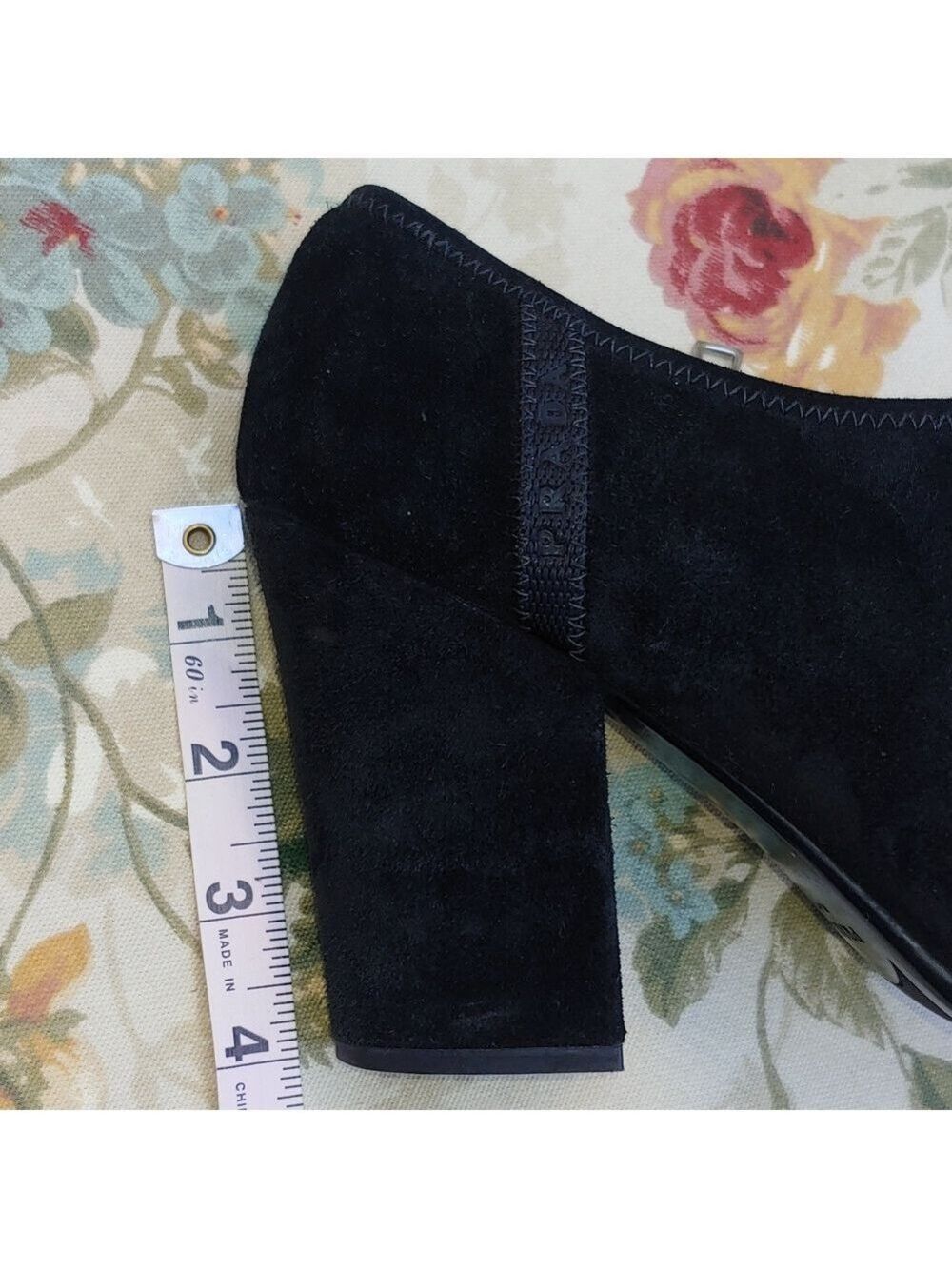 PRADA Black Suede Block Heel Ankle Booties Women's Size US 9 EURO 40 - Picture 4 of 17